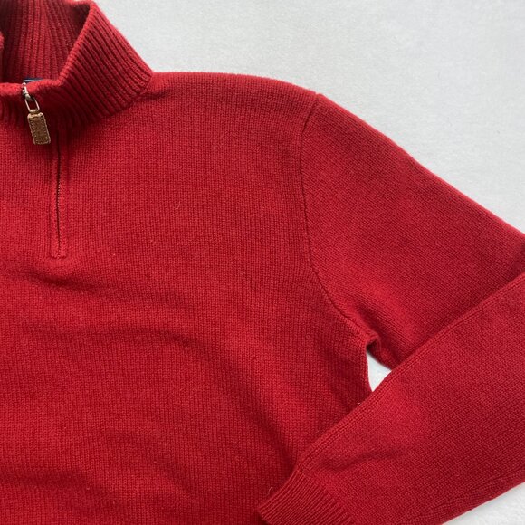 Vintage Polo Ralph Lauren 100% Lambswool Sweater Men's XL Red 1 /4 Zip Pullover - Picture 3 of 12